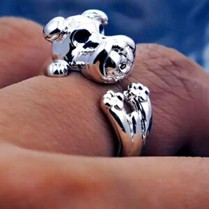 Cartoon puppy ring, adjustable opening small animal finger ring. Fun  gift.
